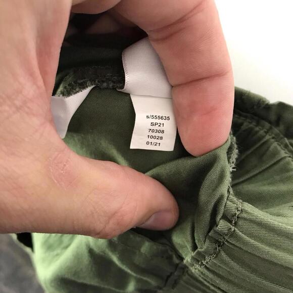 Loft Pants Womens M Pull On Tapered Poplin Jogger Olive Green Ankle New - Picture 4 of 8